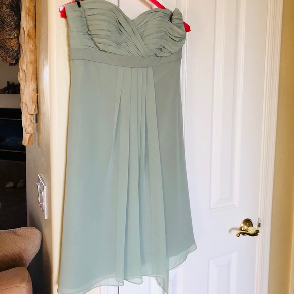 SOLD Bill Levkoff Halter Bridesmaid Dress in Pistachio - Picture 1 of 4